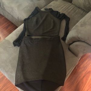 Black and gold crispy top and mini skirt